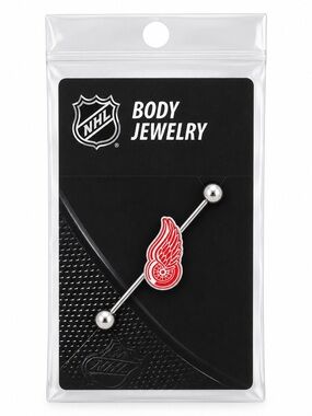 NHL Silver Barbell with Red Detroit Wings Logo